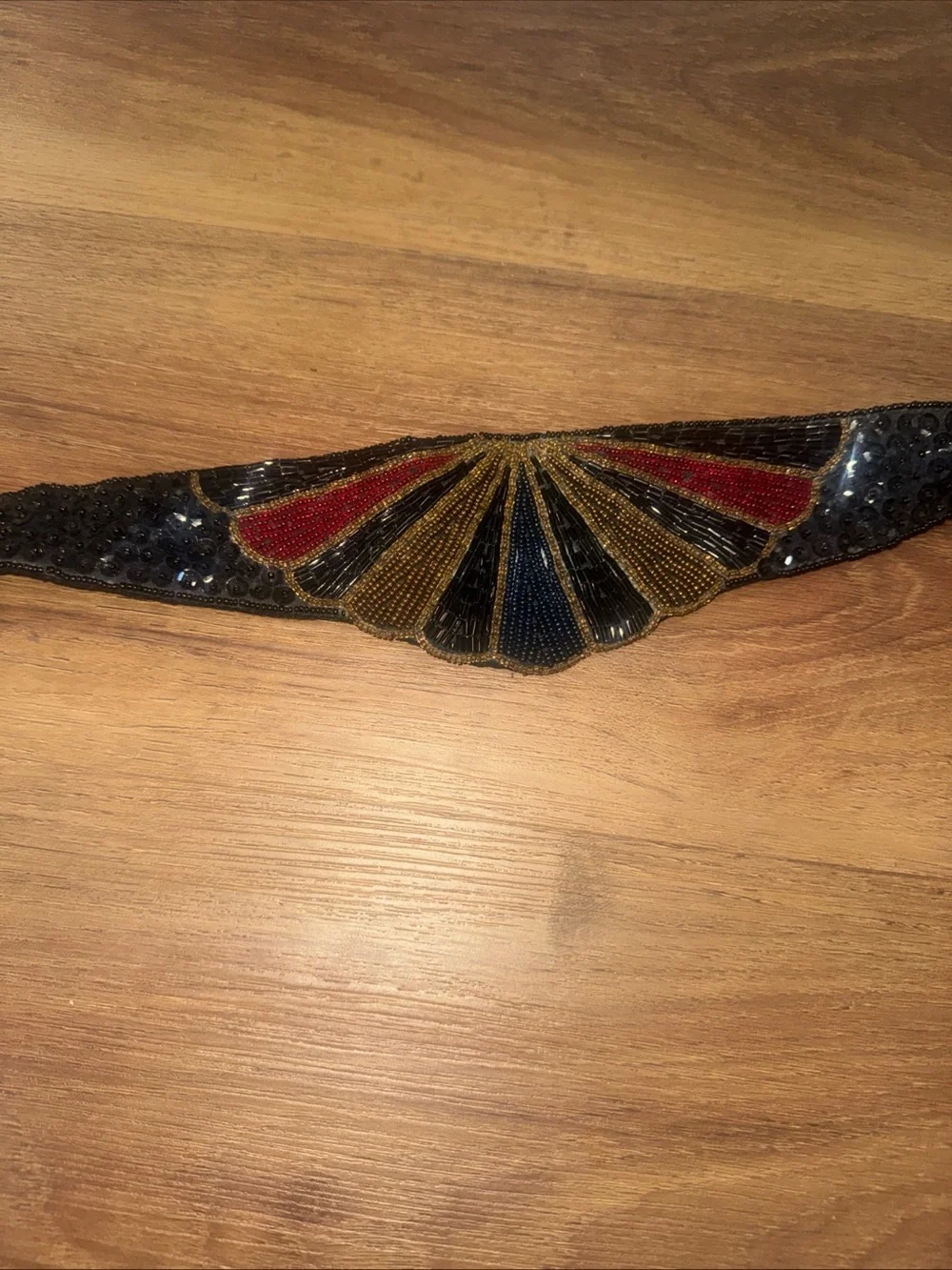 Vtg 70s Speyer Milor Ltd Handmade Chinese Glass Beaded Silk Cummerbund Belt